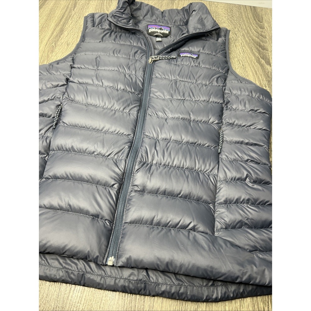 PATAGONIA Down Sweater Insulated Vest Women's - Smolder Blue Sz L Logo Back EUC! - Picture 2 of 7